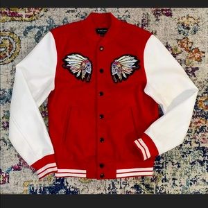 Pacsun Tribal Skull Embroidery Varsity JacketSmall